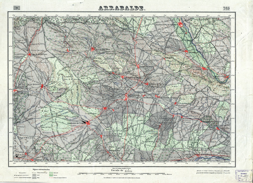 (N:18253) MAPA TOPOGRAFICO DE ESPANA - Arrabalde - Foglio 269 (B0014699) Carte e stampe antiche: riproduzione a colori su carta (formato A1)
