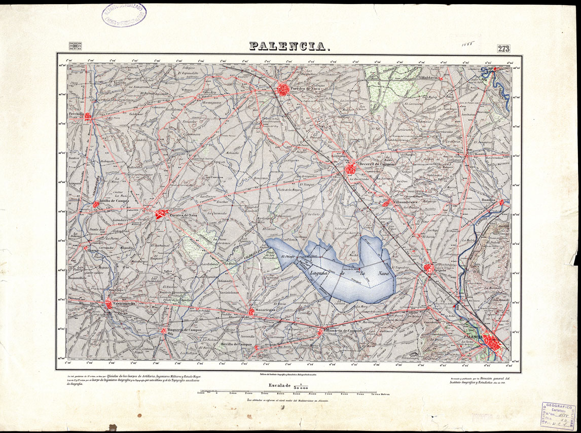 (N:18255) MAPA TOPOGRAFICO DE ESPANA - Palencia - Foglio 273 (B0014701) Carte e stampe antiche: riproduzione a colori su carta (formato A1)