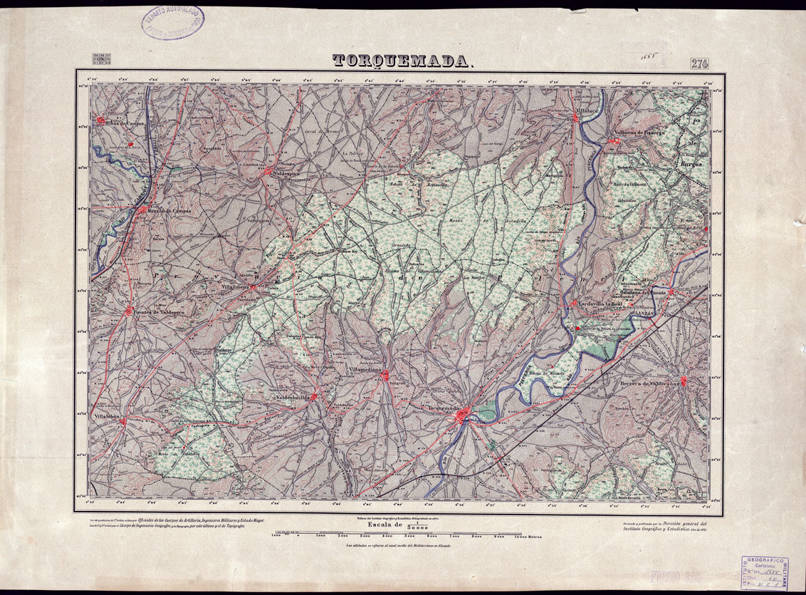 (N:18256) MAPA TOPOGRAFICO DE ESPANA - Torquemada - Foglio 274 (B0014702) Carte e stampe antiche: riproduzione a colori su carta (formato A1)