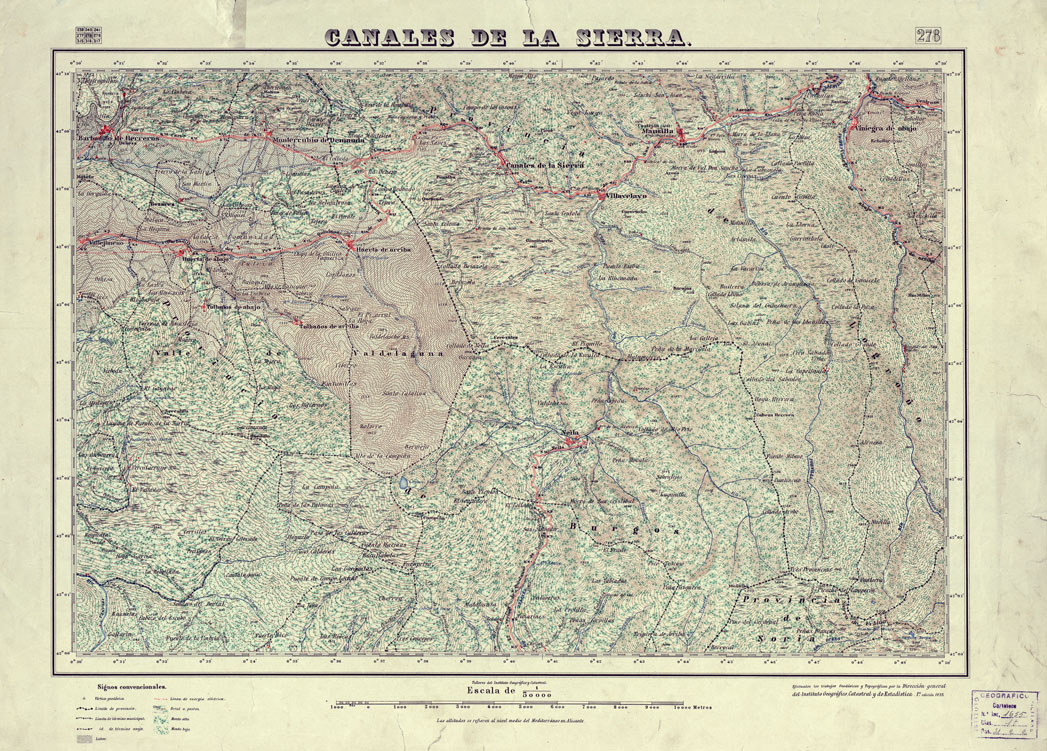 (N:18259) MAPA TOPOGRAFICO DE ESPANA - Canales de la Sierra - Foglio 278 (B0014705) Carte e stampe antiche: riproduzione a colori su carta (formato A1)