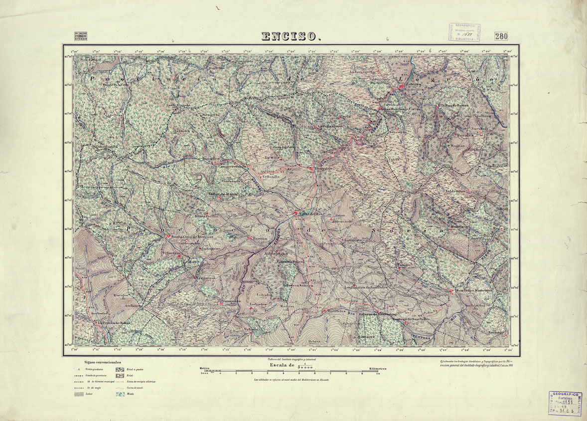 (N:18261) MAPA TOPOGRAFICO DE ESPANA - Enciso - Foglio 280 (B0014707) Carte e stampe antiche: riproduzione a colori su carta (formato A1)