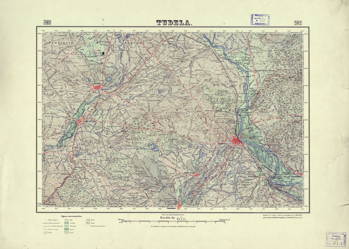 (N:18263) MAPA TOPOGRAFICO DE ESPANA - Tudela - Foglio 282 (B0014709) Carte e stampe antiche: riproduzione a colori su carta (formato A1)