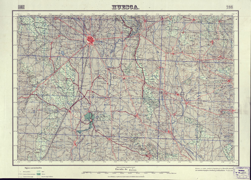 (N:18267) MAPA TOPOGRAFICO DE ESPANA - Huesca - Foglio 286 (B0014713) Carte e stampe antiche: riproduzione a colori su carta (formato A1)