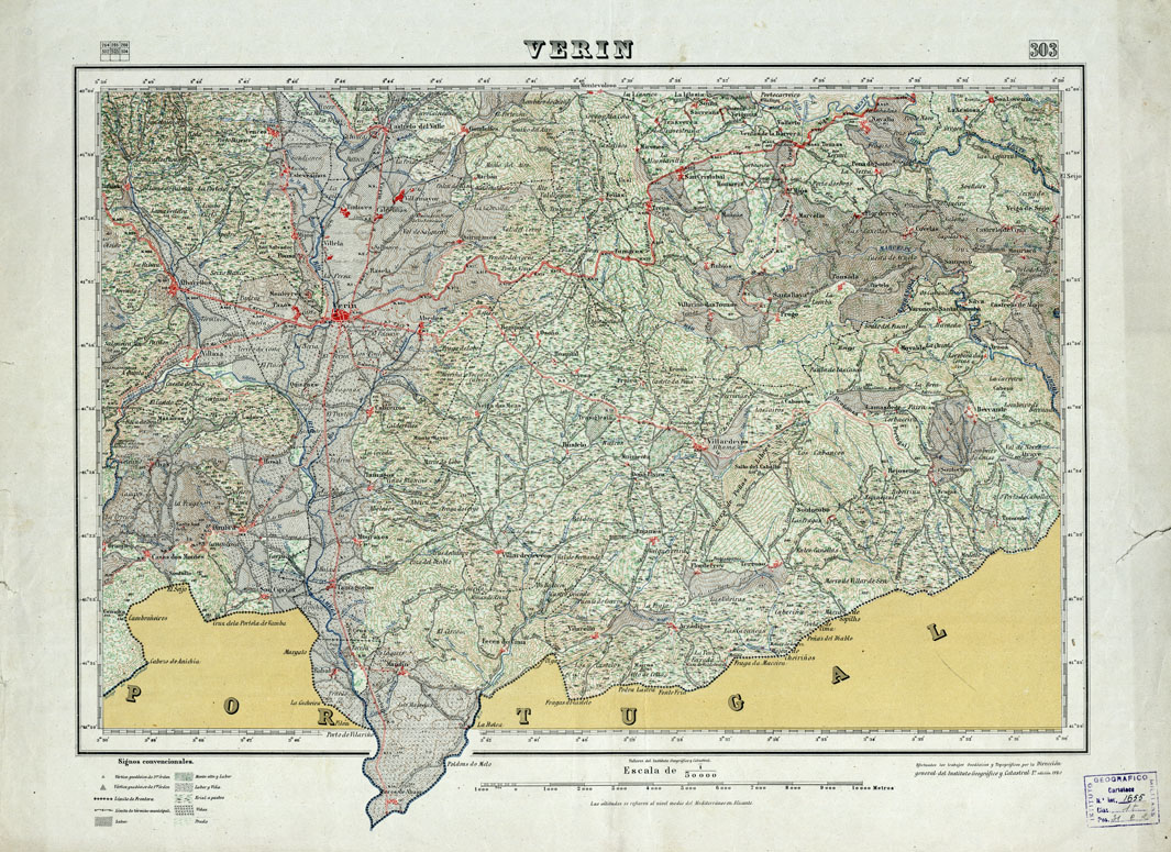 (N:18281) MAPA TOPOGRAFICO DE ESPANA - Verin - Foglio 303 (B0014727) Carte e stampe antiche: riproduzione a colori su carta (formato A1)