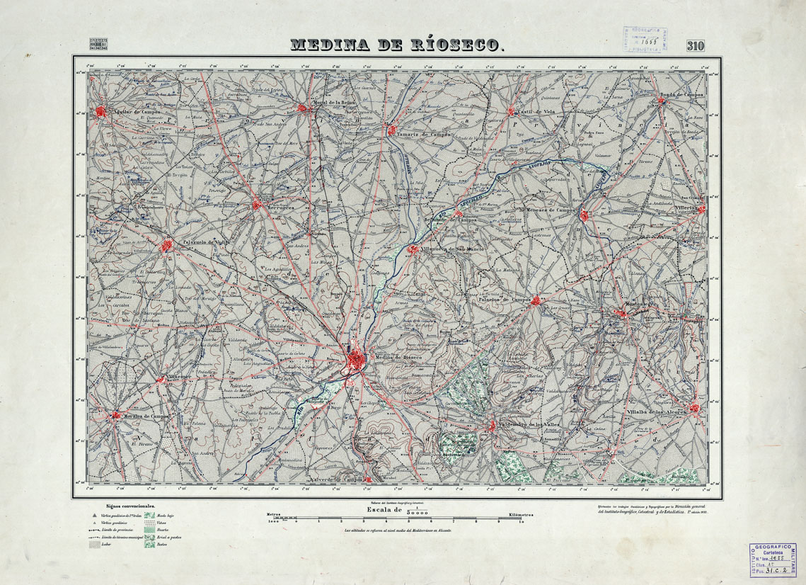 (N:18287) MAPA TOPOGRAFICO DE ESPANA - Medina de Rioseco - Foglio 310 (B0014733) Carte e stampe antiche: riproduzione a colori su carta (formato A1)
