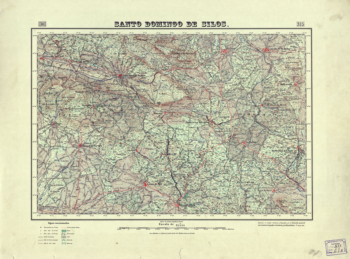 (N:18292) MAPA TOPOGRAFICO DE ESPANA - Santo Domingo de Silos - Foglio 315 (B0014738) Carte e stampe antiche: riproduzione a colori su carta (formato A1)