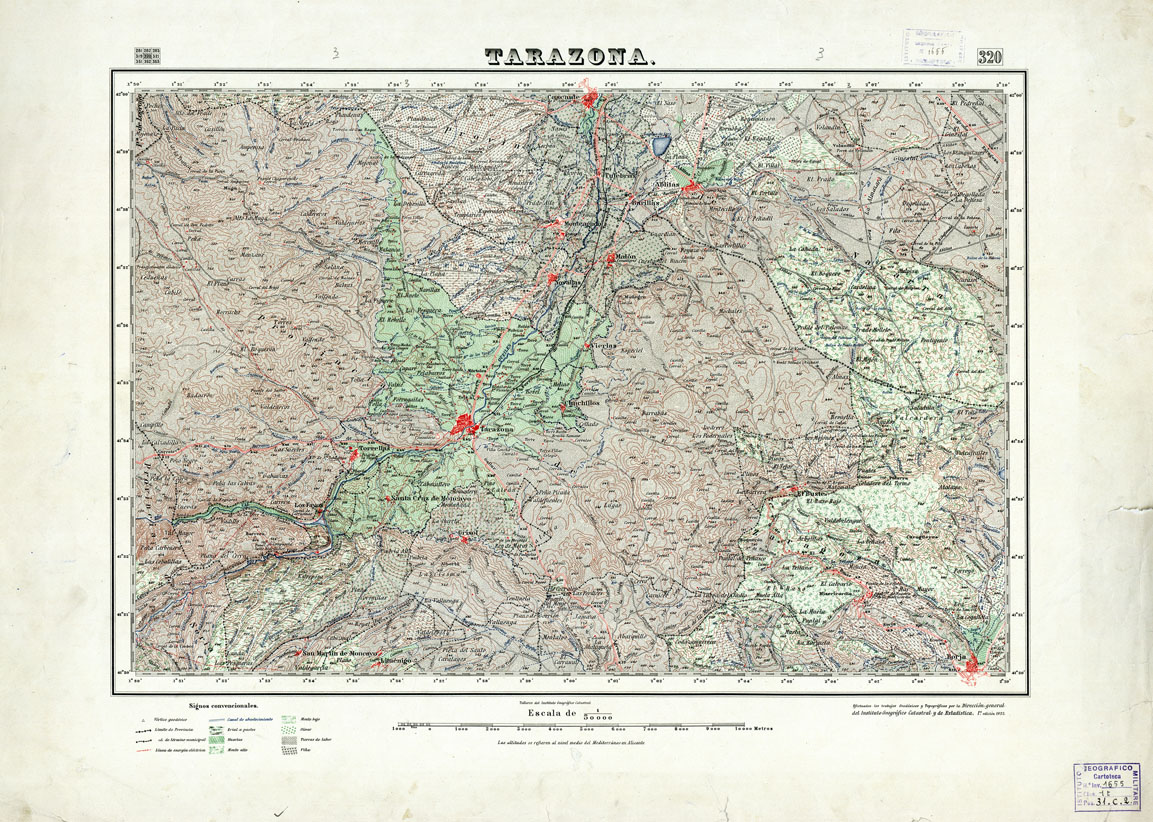(N:18297) MAPA TOPOGRAFICO DE ESPANA - Tarazona - Foglio 320 (B0014743) Carte e stampe antiche: riproduzione a colori su carta (formato A1)