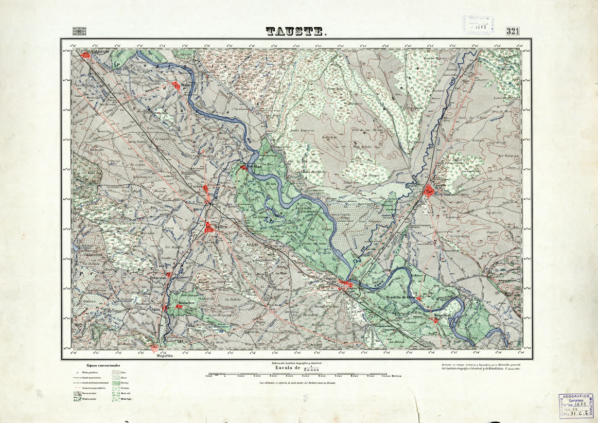 (N:18298) MAPA TOPOGRAFICO DE ESPANA - Tauste - Foglio 321 (B0014744) Carte e stampe antiche: riproduzione a colori su carta (formato A1)