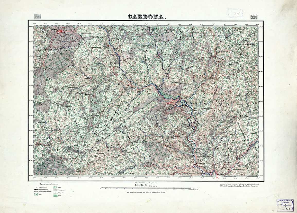(N:18307) MAPA TOPOGRAFICO DE ESPANA - Cardona - Foglio 330 (B0014753) Carte e stampe antiche: riproduzione a colori su carta (formato A1)