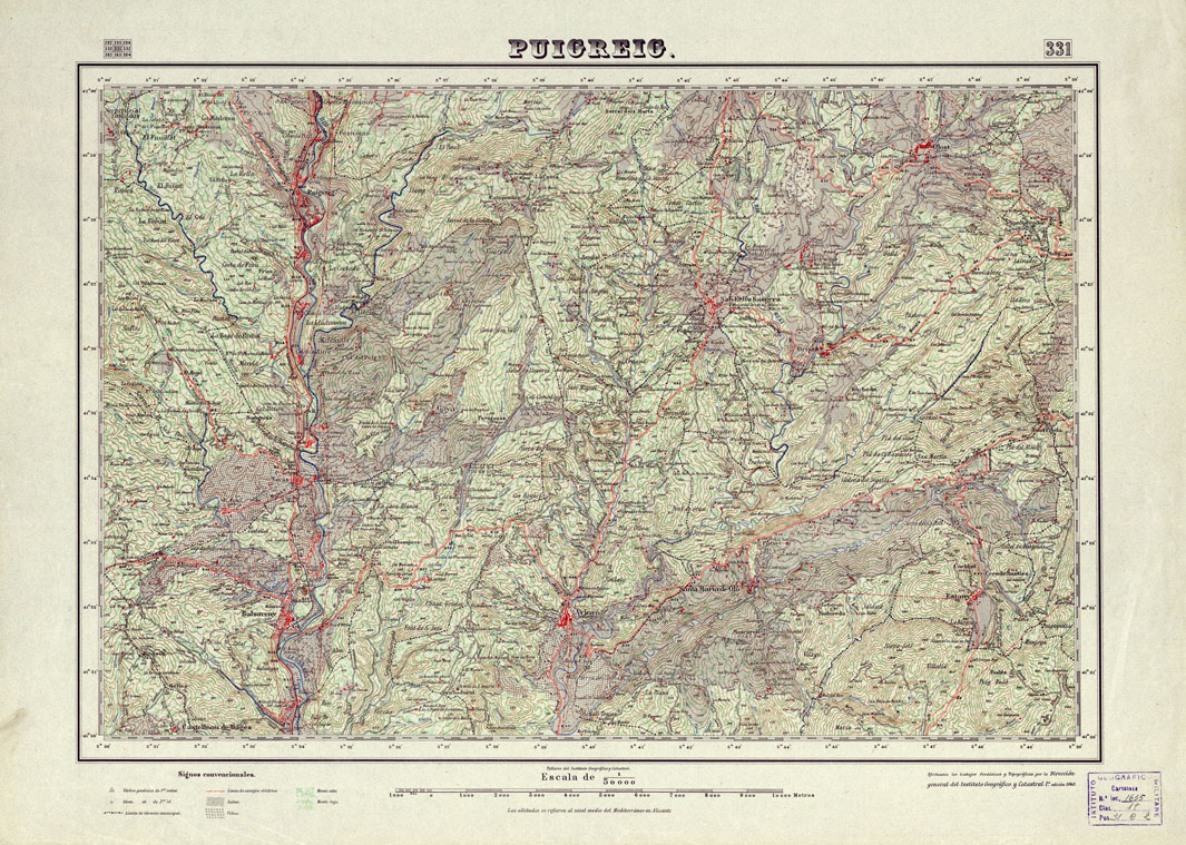 (N:18308) MAPA TOPOGRAFICO DE ESPANA - Puigreig - Foglio 331 (B0014754) Carte e stampe antiche: riproduzione a colori su carta (formato A1)