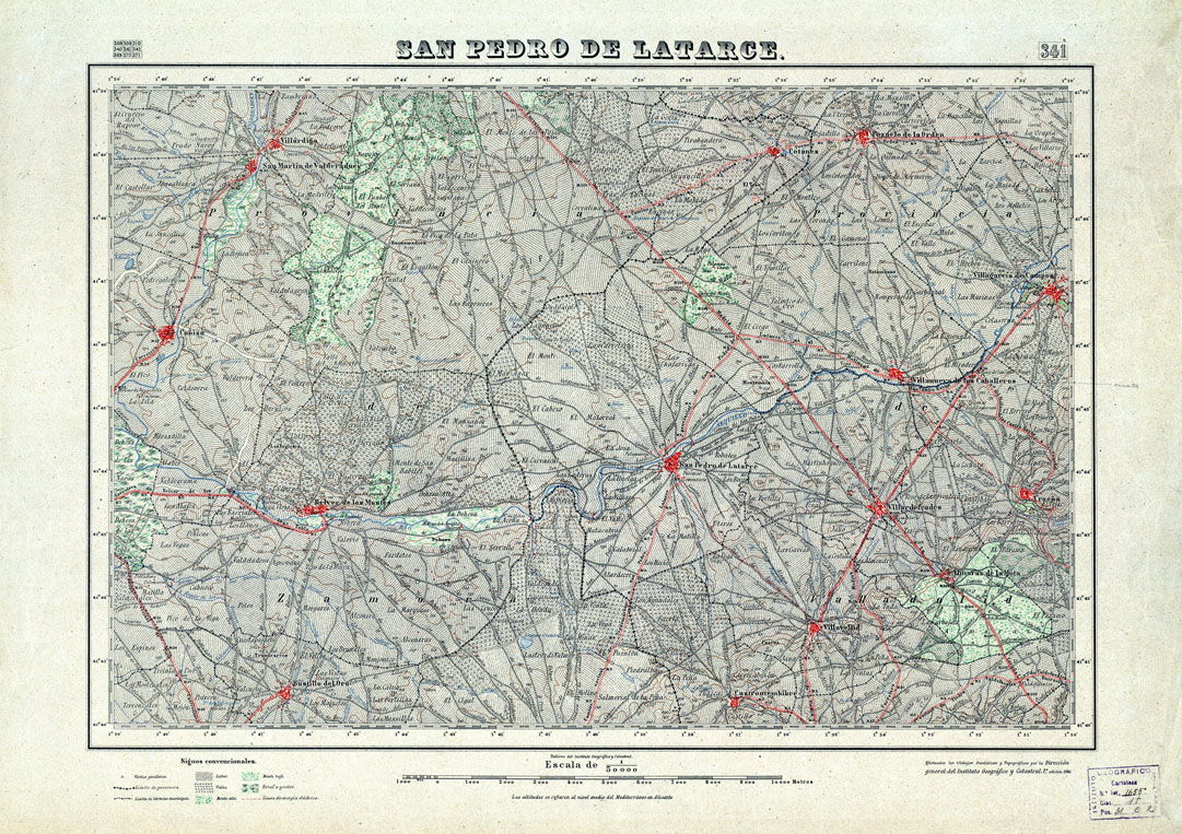 (N:18316) MAPA TOPOGRAFICO DE ESPANA - San Pedro de Latarce - Foglio 341 (B0014762) Carte e stampe antiche: riproduzione a colori su carta (formato A1)