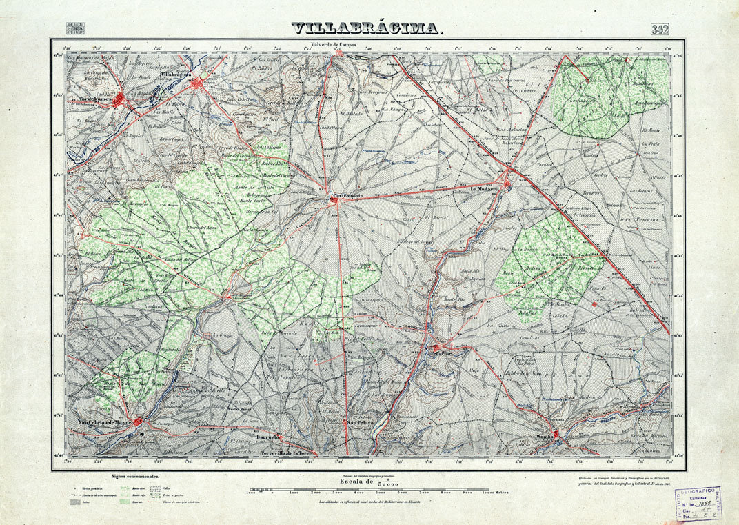 (N:18317) MAPA TOPOGRAFICO DE ESPANA - Villabragima - Foglio 342 (B0014763) Carte e stampe antiche: riproduzione a colori su carta (formato A1)
