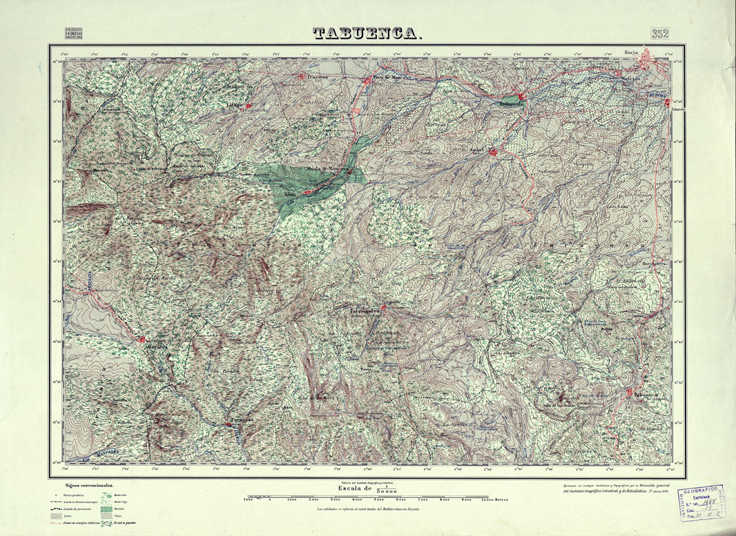 (N:18327) MAPA TOPOGRAFICO DE ESPANA - Tabuenca - Foglio 352 (B0014773) Carte e stampe antiche: riproduzione a colori su carta (formato A1)