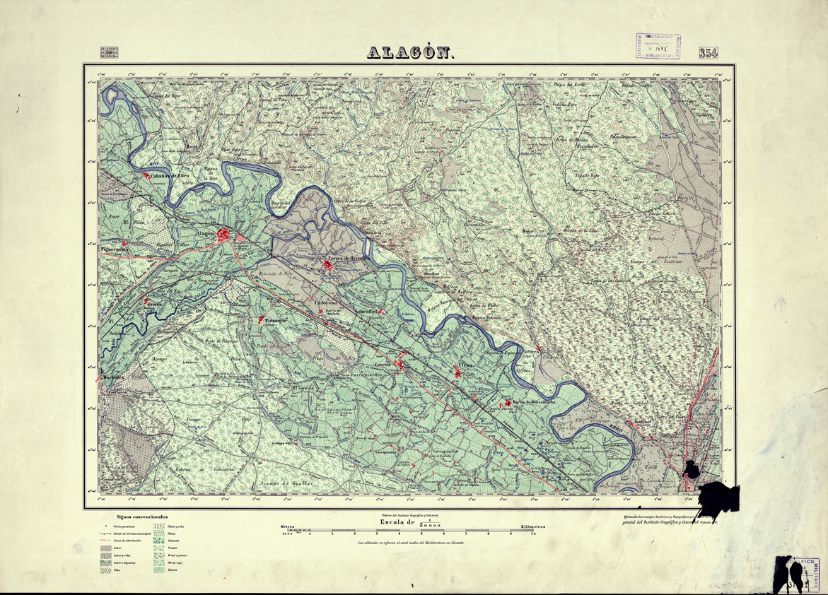 (N:18329) MAPA TOPOGRAFICO DE ESPANA - Alagon - Foglio 354 (B0014775) Carte e stampe antiche: riproduzione a colori su carta (formato A1)
