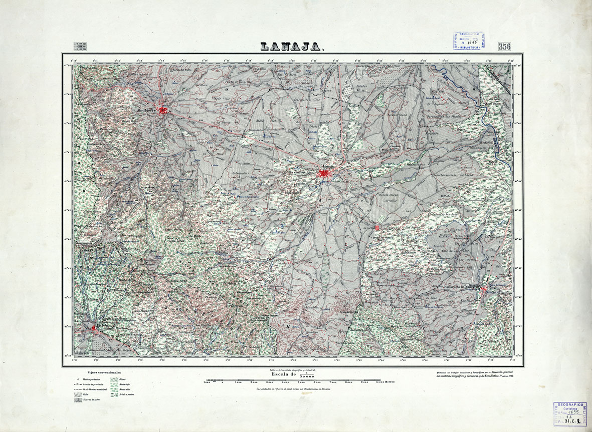 (N:18331) MAPA TOPOGRAFICO DE ESPANA - Lanaja - Foglio 356 (B0014777) Carte e stampe antiche: riproduzione a colori su carta (formato A1)
