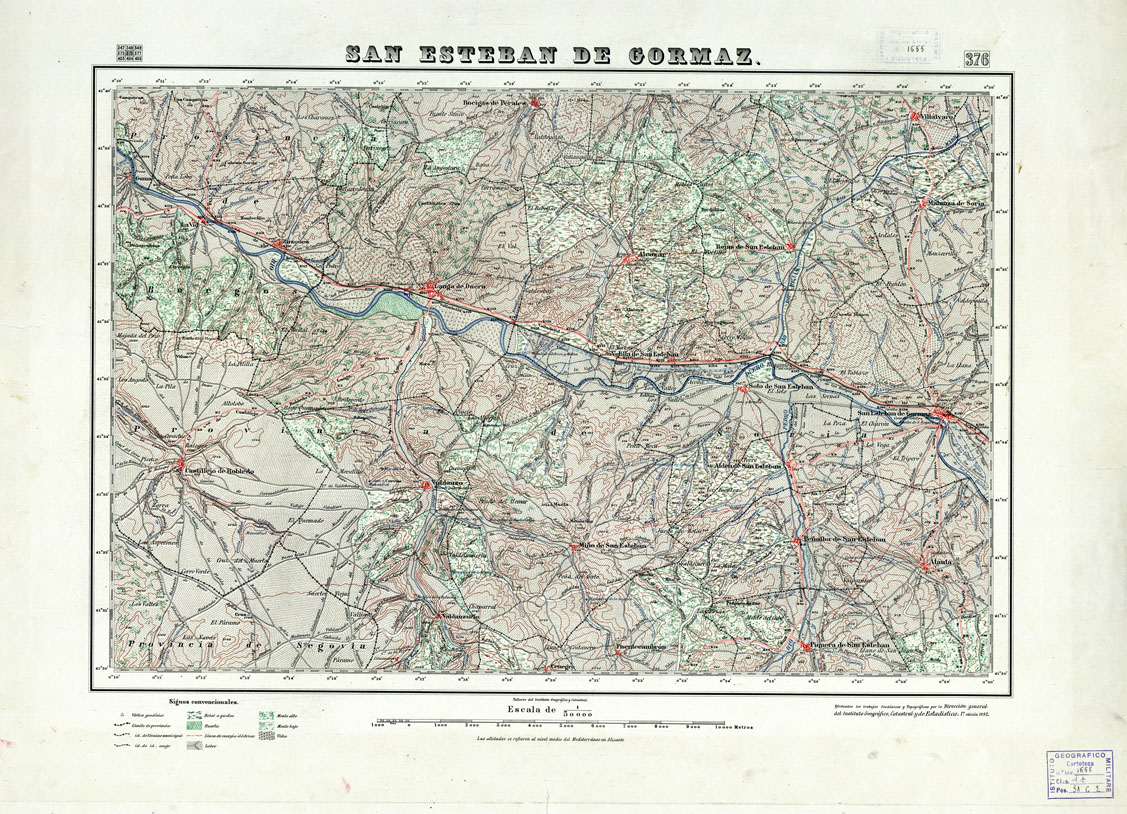 (N:18348) MAPA TOPOGRAFICO DE ESPANA - San Esteban de Gormaz - Foglio 376 (B0014794) Carte e stampe antiche: riproduzione a colori su carta (formato A1)