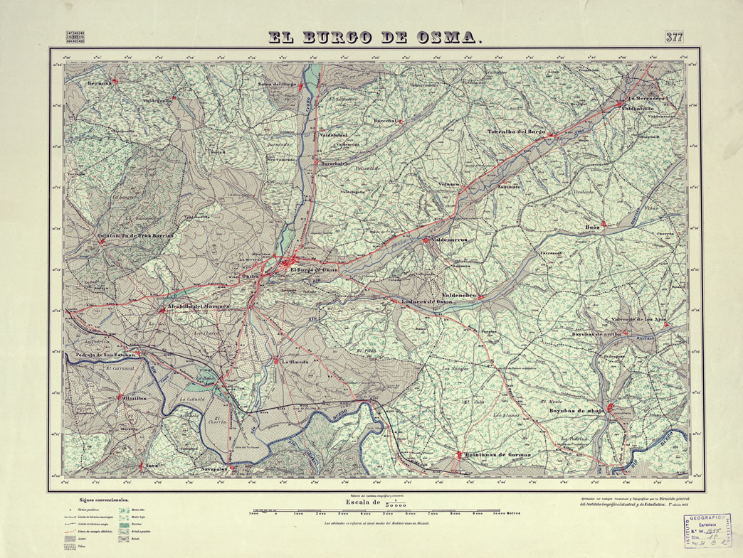 (N:18349) MAPA TOPOGRAFICO DE ESPANA - El Burgo de Osma - Foglio 377 (B0014795) Carte e stampe antiche: riproduzione a colori su carta (formato A1)