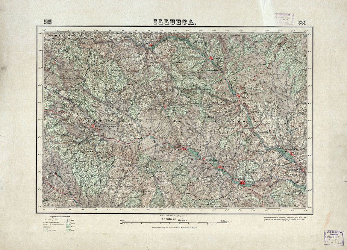 (N:18353) MAPA TOPOGRAFICO DE ESPANA - Illueca - Foglio 381 (B0014799) Carte e stampe antiche: riproduzione a colori su carta (formato A1)