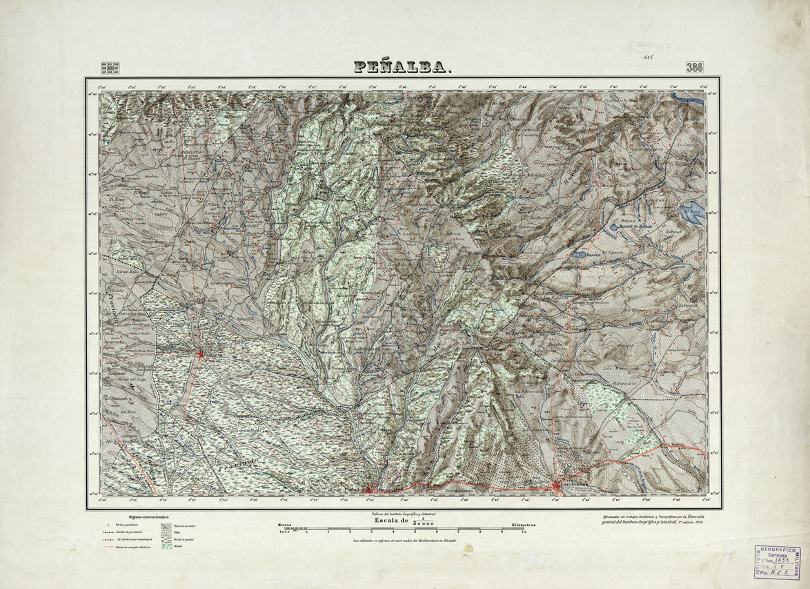(N:18357) MAPA TOPOGRAFICO DE ESPANA - Penalba - Foglio 386 (B0014804) Carte e stampe antiche: riproduzione a colori su carta (formato A1)