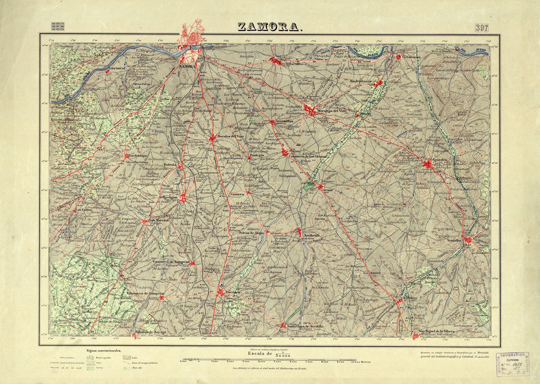 (N:18366) MAPA TOPOGRAFICO DE ESPANA - Zamora - Foglio 397 (B0014813) Carte e stampe antiche: riproduzione a colori su carta (formato A1)