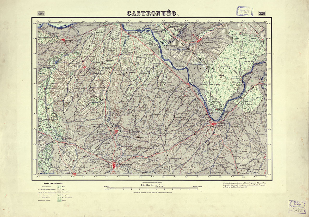 (N:18367) MAPA TOPOGRAFICO DE ESPANA - Castronuno - Foglio 398 (B0014814) Carte e stampe antiche: riproduzione a colori su carta (formato A1)