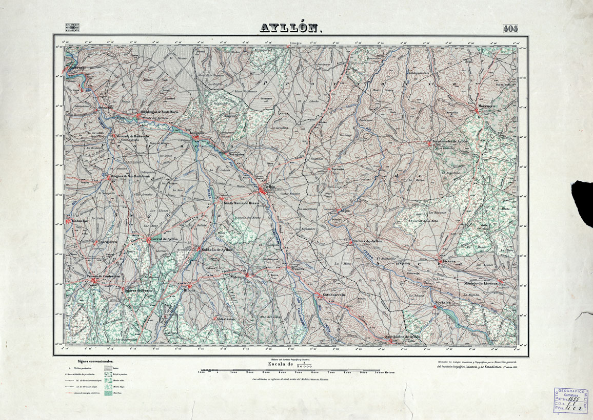 (N:18373) MAPA TOPOGRAFICO DE ESPANA - Ayllon - Foglio 404 (B0014820) Carte e stampe antiche: riproduzione a colori su carta (formato A1)