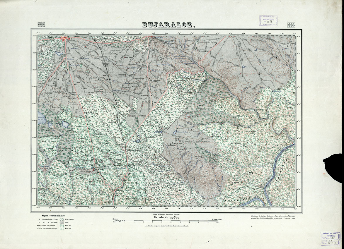 (N:18382) MAPA TOPOGRAFICO DE ESPANA - Bujoraloz - Foglio 414 (B0014829) Carte e stampe antiche: riproduzione a colori su carta (formato A1)