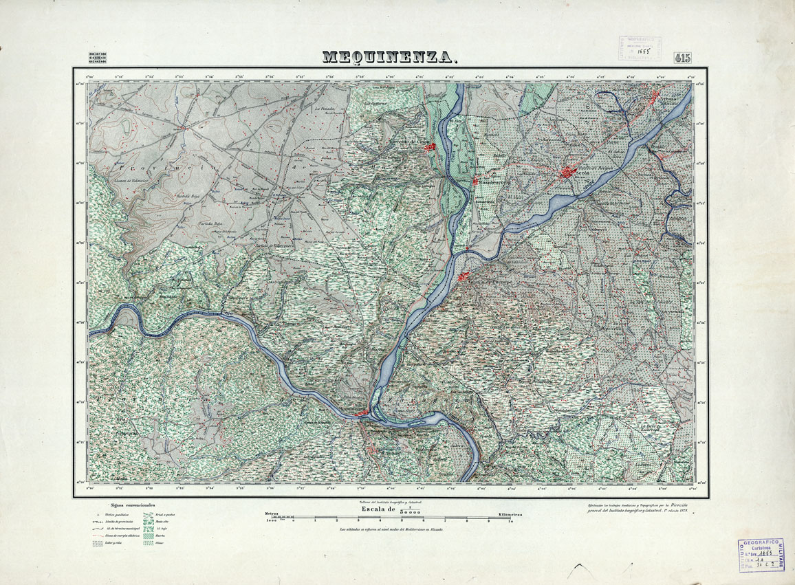 (N:18383) MAPA TOPOGRAFICO DE ESPANA - Mequinenza - Foglio 415 (B0014830) Carte e stampe antiche: riproduzione a colori su carta (formato A1)