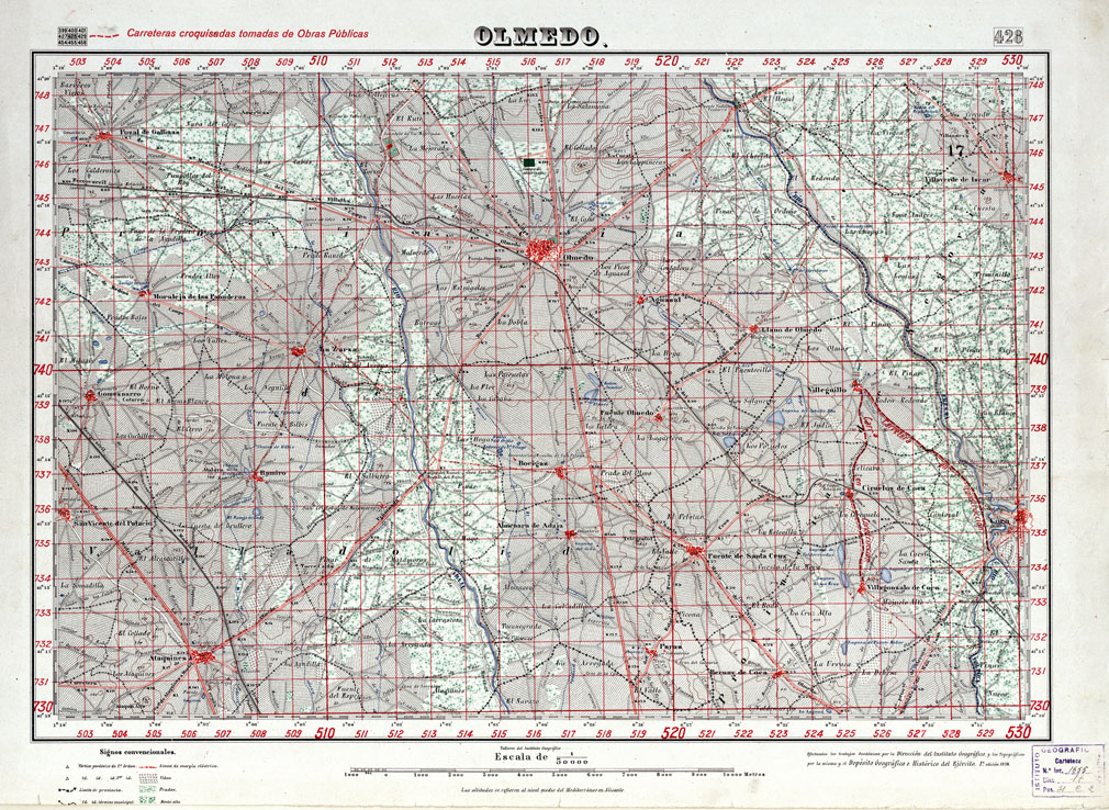 (N:18391) MAPA TOPOGRAFICO DE ESPANA - Olmedo - Foglio 428 (B0014838) Carte e stampe antiche: riproduzione a colori su carta (formato A1)