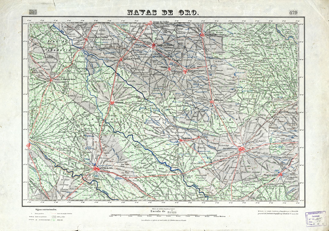 (N:18392) MAPA TOPOGRAFICO DE ESPANA - Navas de Oro - Foglio 429 (B0014839) Carte e stampe antiche: riproduzione a colori su carta (formato A1)