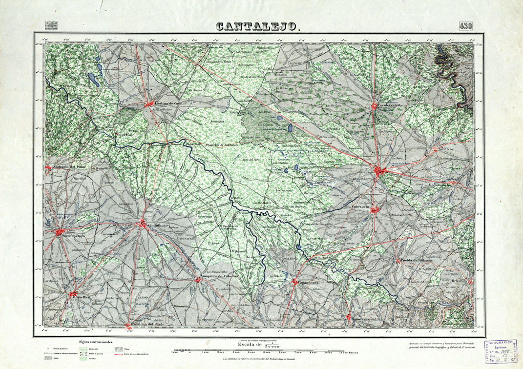 (N:18393) MAPA TOPOGRAFICO DE ESPANA - Cantalejo - Foglio 430 (B0014840) Carte e stampe antiche: riproduzione a colori su carta (formato A1)