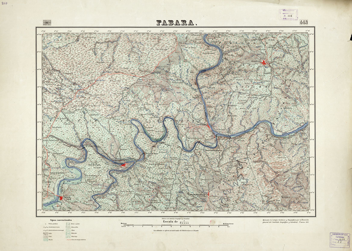 (N:18404) MAPA TOPOGRAFICO DE ESPANA - Fabara - Foglio 443 (B0014851) Carte e stampe antiche: riproduzione a colori su carta (formato A1)