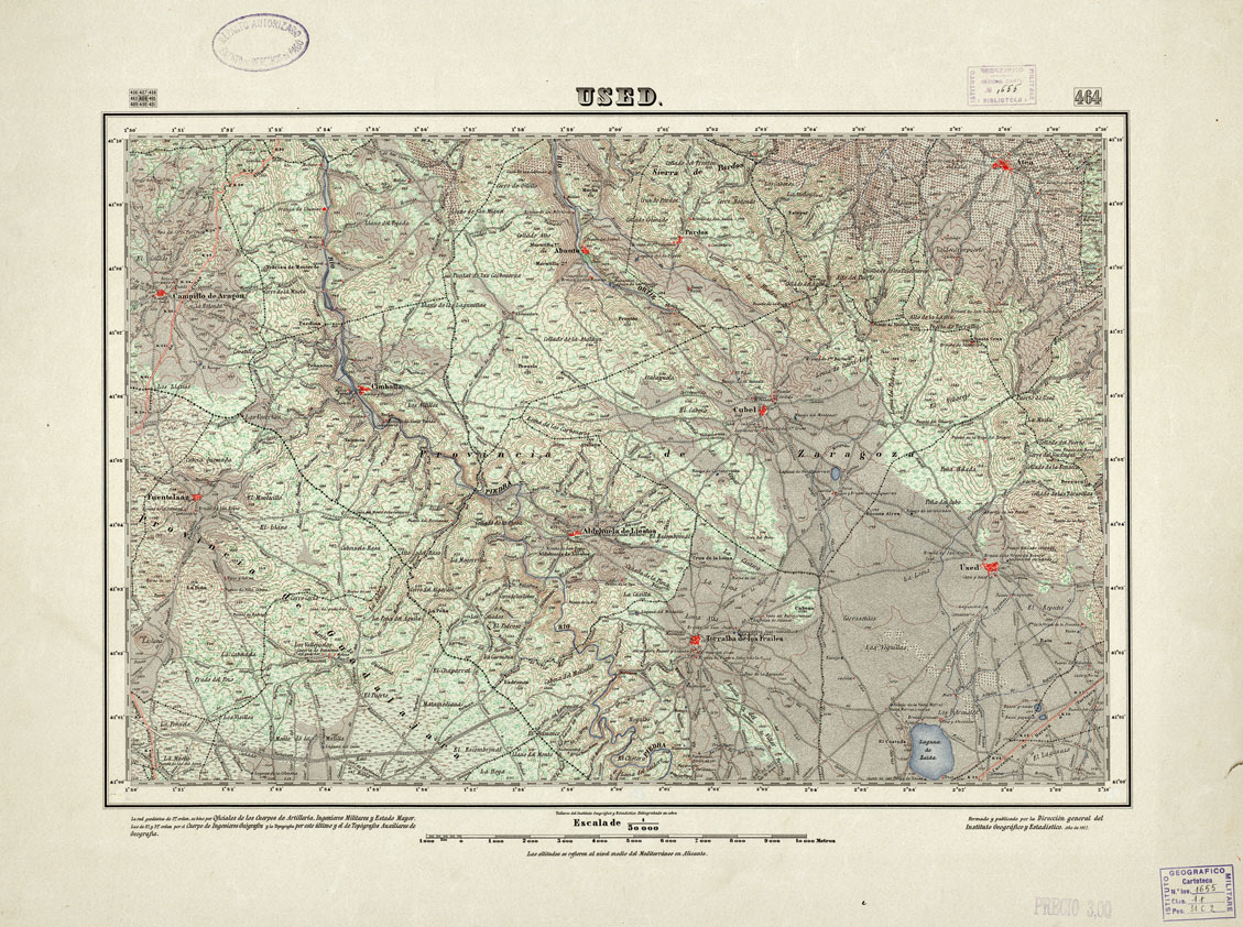 (N:18417) MAPA TOPOGRAFICO DE ESPANA - Used - Foglio 464 (B0014864) Carte e stampe antiche: riproduzione a colori su carta (formato A1)