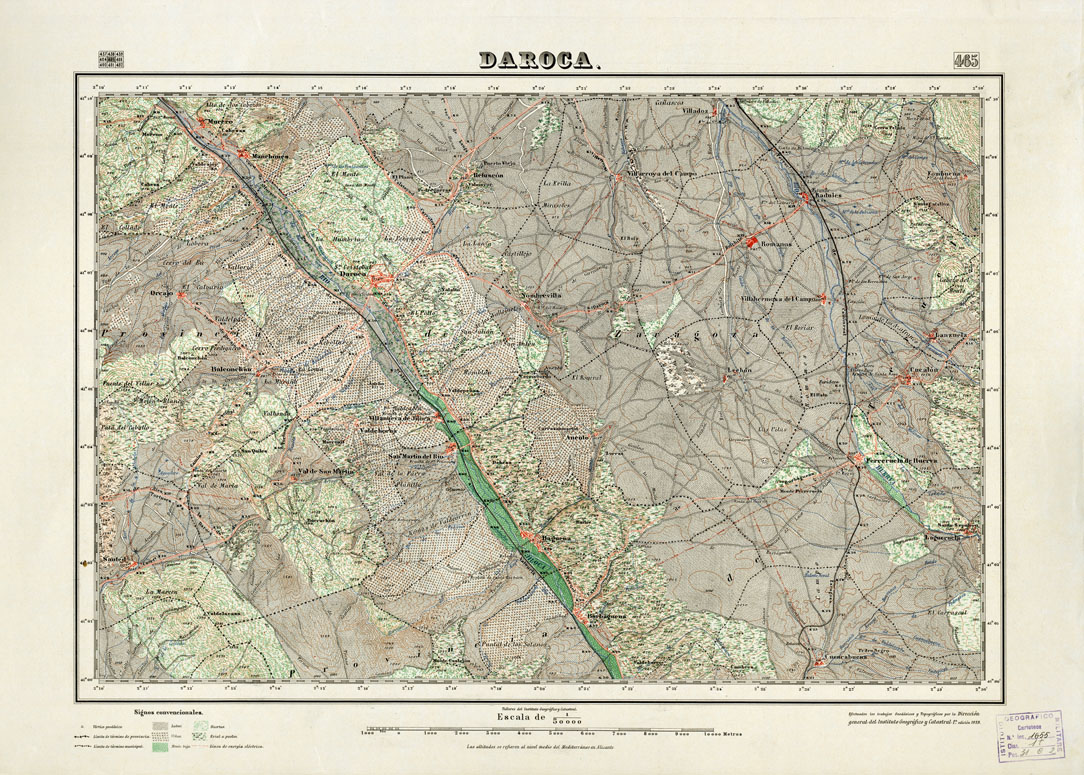 (N:18418) MAPA TOPOGRAFICO DE ESPANA - Daroca - Foglio 465 (B0014865) Carte e stampe antiche: riproduzione a colori su carta (formato A1)