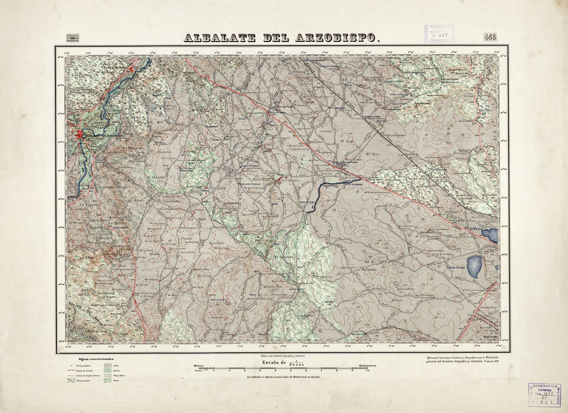 (N:18421) MAPA TOPOGRAFICO DE ESPANA - Albalate del Arzobispo - Foglio 468 (B0014868) Carte e stampe antiche: riproduzione a colori su carta (formato A1)