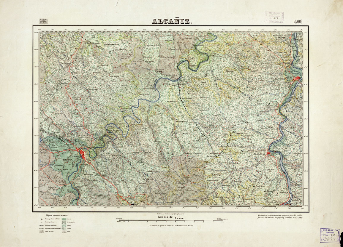 (N:18423) MAPA TOPOGRAFICO DE ESPANA - Alcaniz - Foglio 469 (B0014870) Carte e stampe antiche: riproduzione a colori su carta (formato A1)