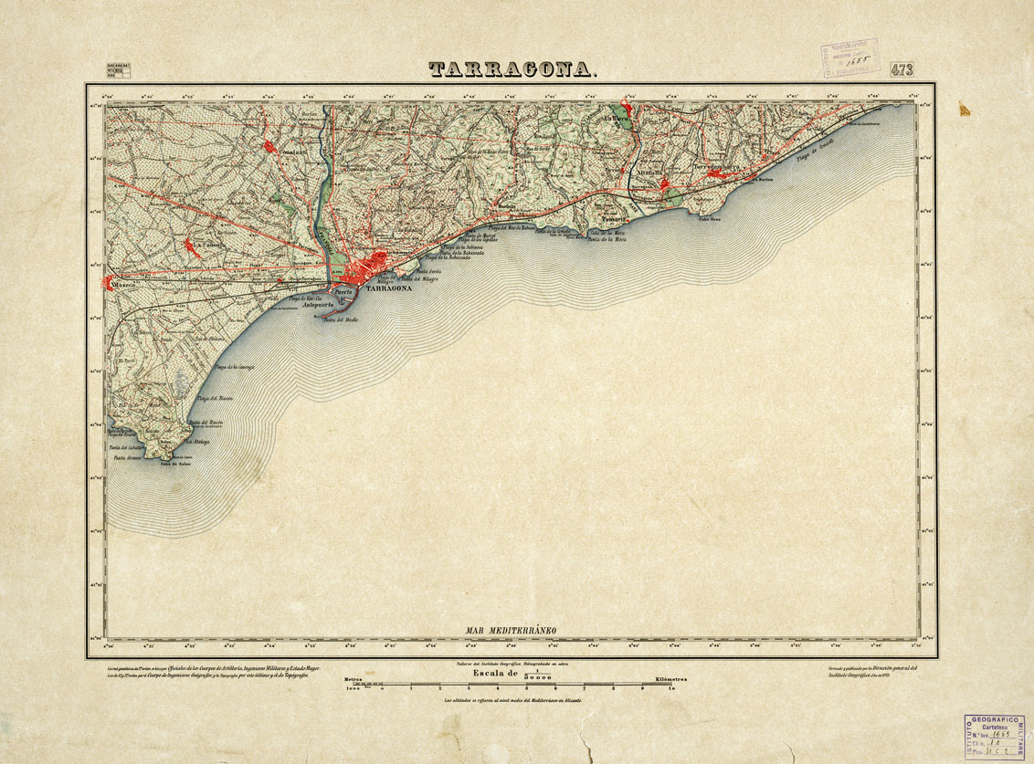 (N:18427) MAPA TOPOGRAFICO DE ESPANA - Terragona - Foglio 473 (B0014874) Carte e stampe antiche: riproduzione a colori su carta (formato A1)