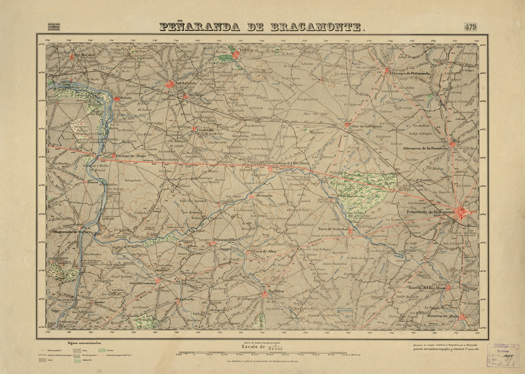 (N:18429) MAPA TOPOGRAFICO DE ESPANA - Penaranda de Bracamonte - Foglio 479 (B0014876) Carte e stampe antiche: riproduzione a colori su carta (formato A1)