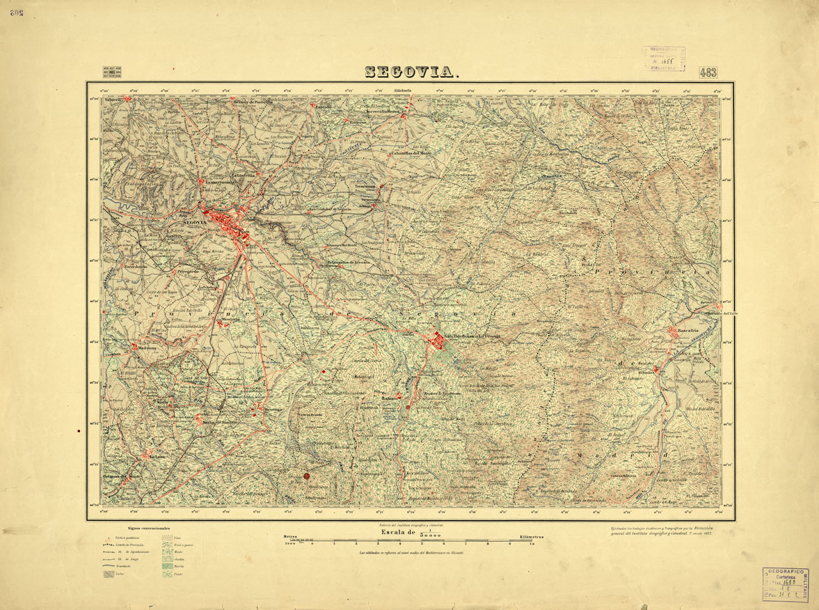 (N:18433) MAPA TOPOGRAFICO DE ESPANA - Segovia - Foglio 483 (B0014880) Carte e stampe antiche: riproduzione a colori su carta (formato A1)