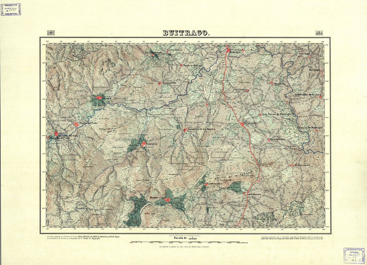 (N:18435) MAPA TOPOGRAFICO DE ESPANA - Buitrago - Foglio 484 (B0014882) Carte e stampe antiche: riproduzione a colori su carta (formato A1)