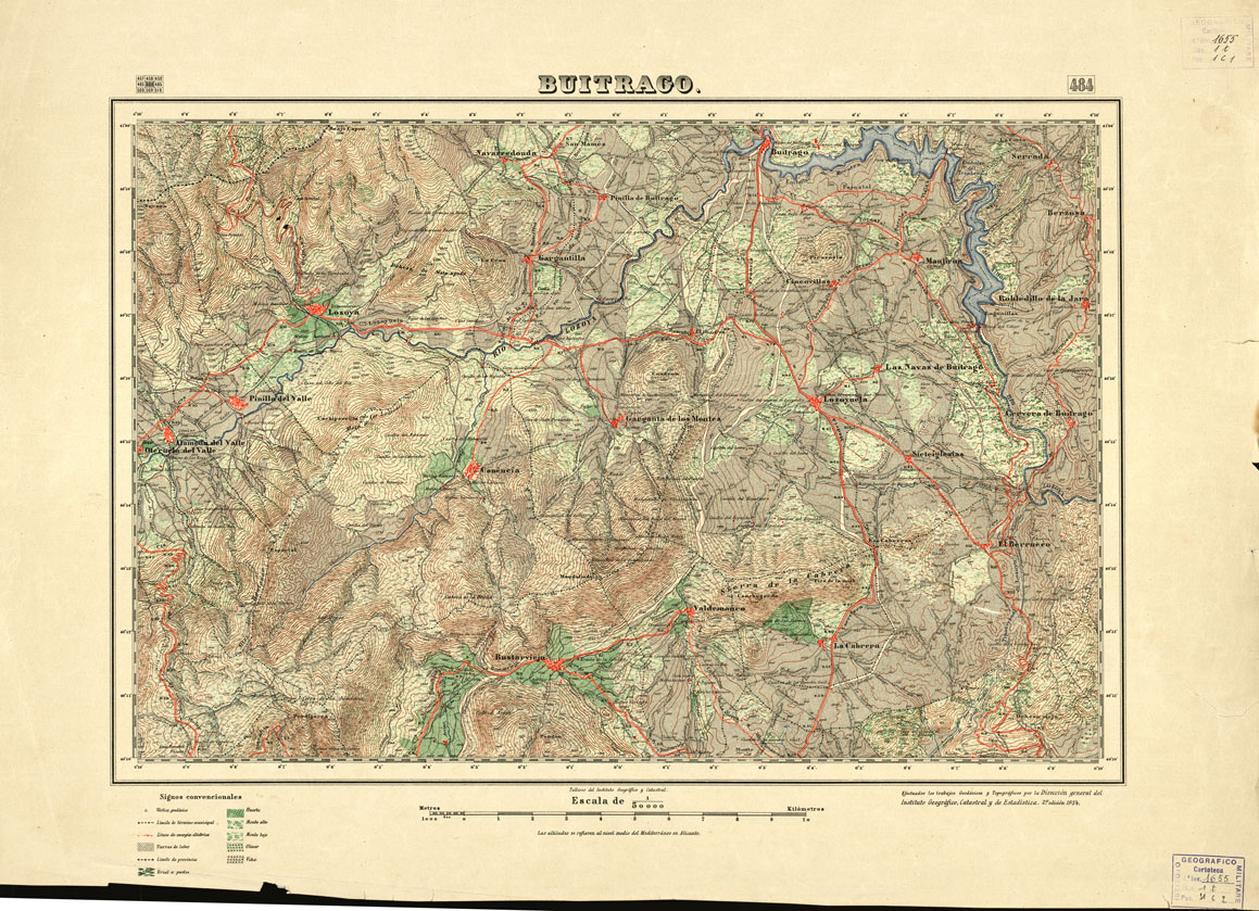 (N:18436) MAPA TOPOGRAFICO DE ESPANA - Buitrago - Foglio 484 (B0014883) Carte e stampe antiche: riproduzione a colori su carta (formato A1)