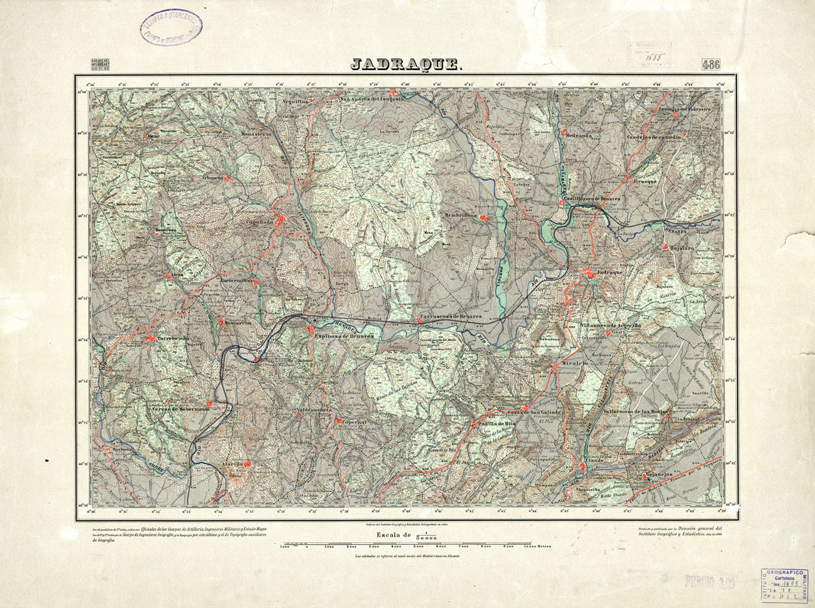 (N:18438) MAPA TOPOGRAFICO DE ESPANA - Jadraque - Foglio 486 (B0014885) Carte e stampe antiche: riproduzione a colori su carta (formato A1)