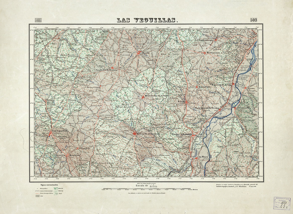 (N:18451) MAPA TOPOGRAFICO DE ESPANA - Las Veguillas - Foglio 503 (B0014898) Carte e stampe antiche: riproduzione a colori su carta (formato A1)