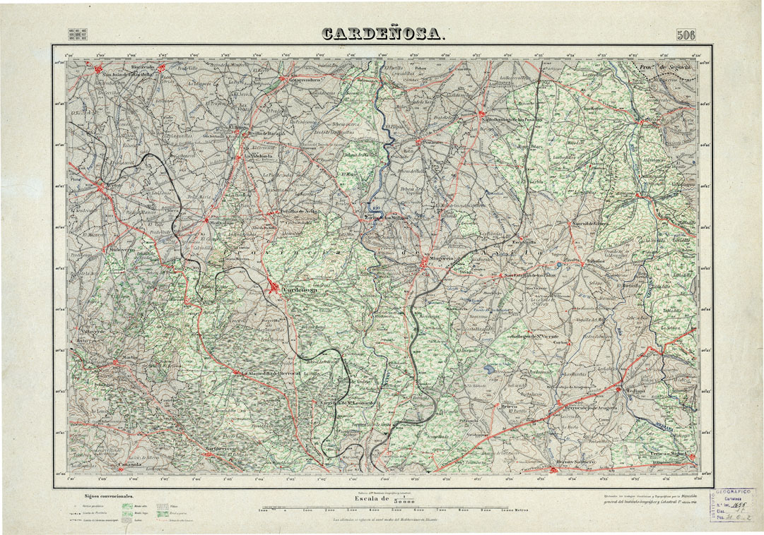 (N:18453) MAPA TOPOGRAFICO DE ESPANA - Cardenosa - Foglio 506 (B0014900) Carte e stampe antiche: riproduzione a colori su carta (formato A1)