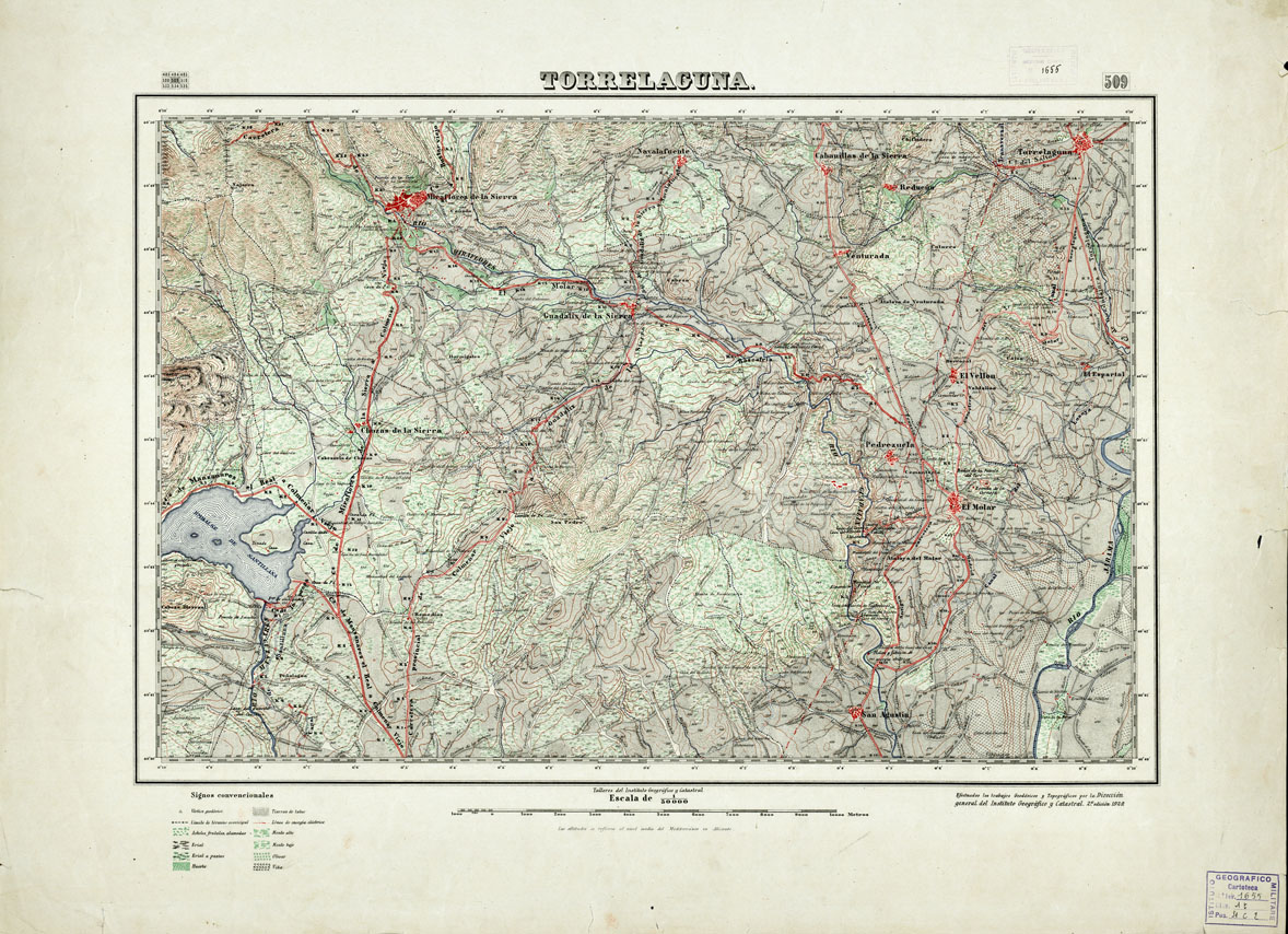(N:18457) MAPA TOPOGRAFICO DE ESPANA - Torrelaguna - Foglio 509 (B0014904) Carte e stampe antiche: riproduzione a colori su carta (formato A1)