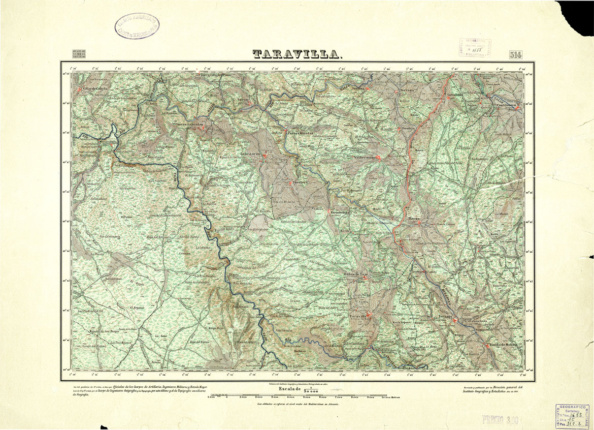 (N:18462) MAPA TOPOGRAFICO DE ESPANA - Taravilla - Foglio 514 (B0014909) Carte e stampe antiche: riproduzione a colori su carta (formato A1)