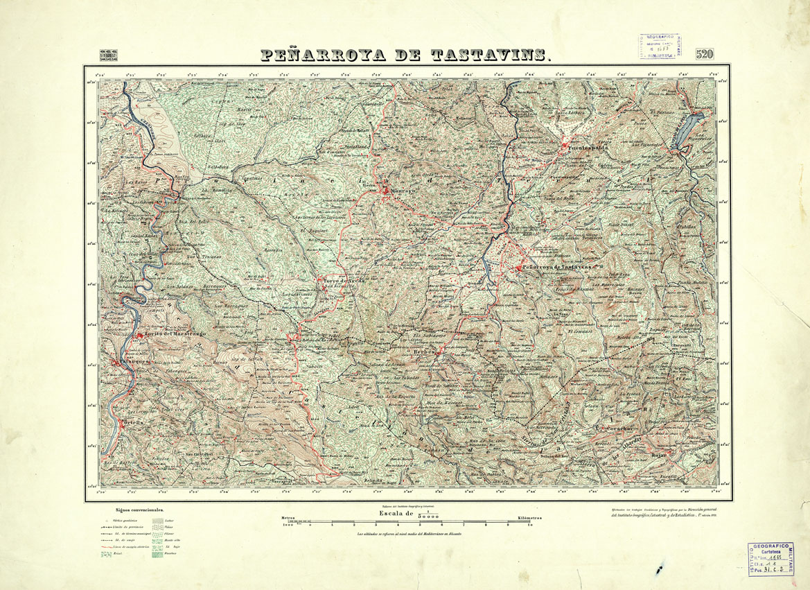 (N:18468) MAPA TOPOGRAFICO DE ESPANA - Penarroya de Tastavins - Foglio 520 (B0014915) Carte e stampe antiche: riproduzione a colori su carta (formato A1)