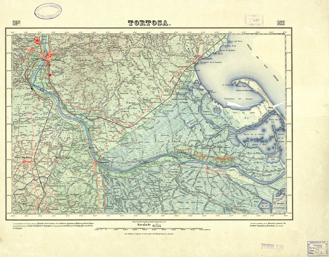 (N:18470) MAPA TOPOGRAFICO DE ESPANA - Tortosa - Foglio 522 (B0014917) Carte e stampe antiche: riproduzione a colori su carta (formato A1)
