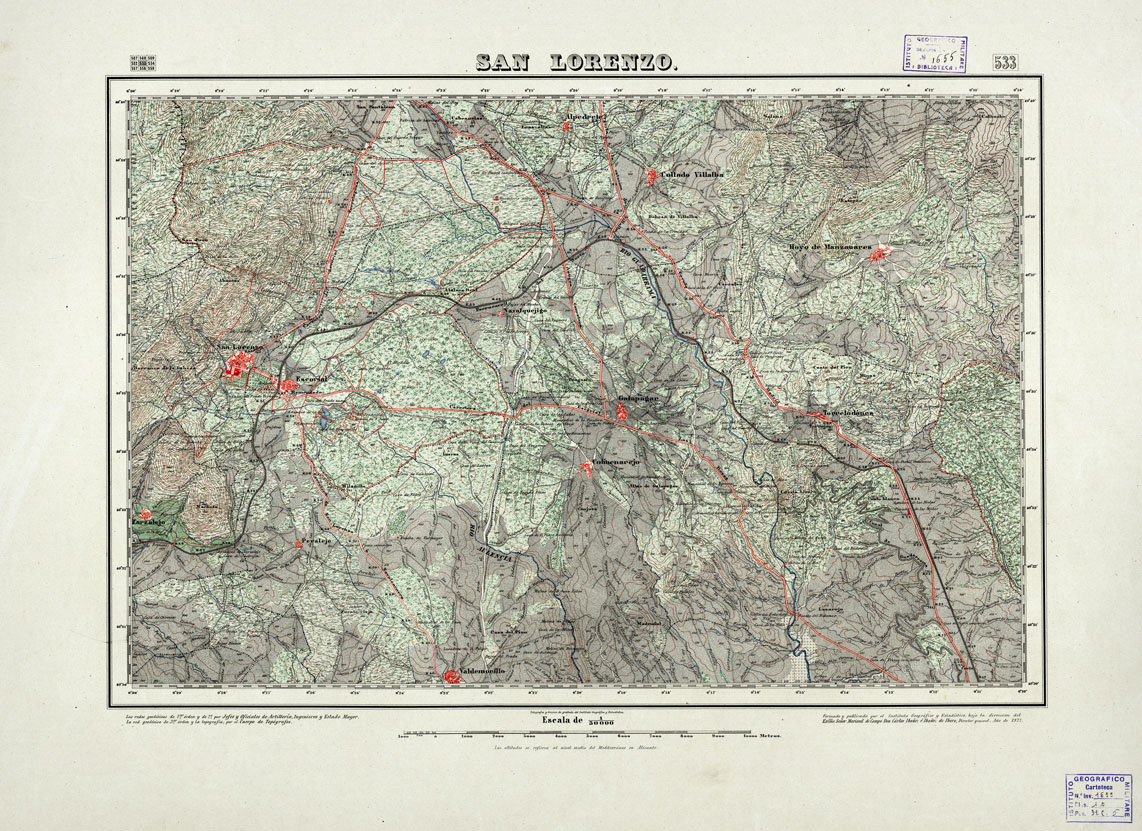 (N:18473) MAPA TOPOGRAFICO DE ESPANA - San Lorenzo - Foglio 533 (B0014921) Carte e stampe antiche: riproduzione a colori su carta (formato A1)