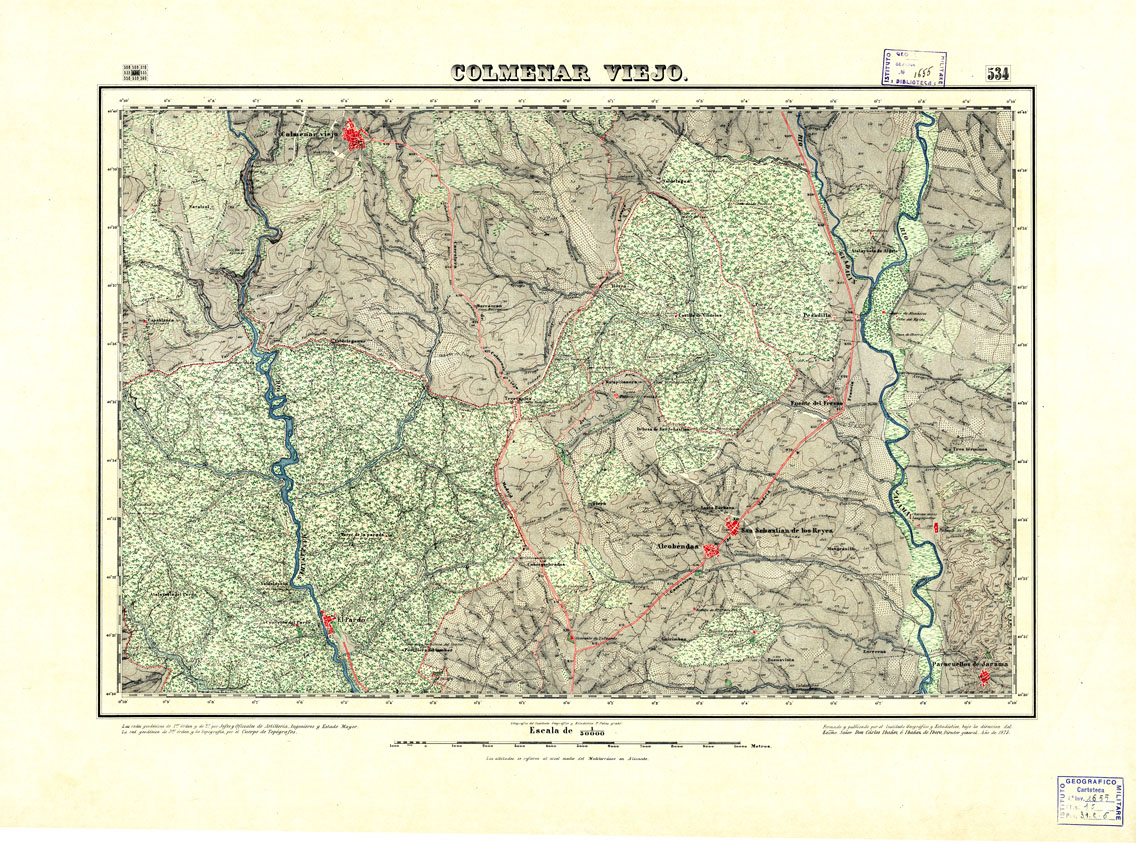 (N:18475) MAPA TOPOGRAFICO DE ESPANA - Colmenar Viejo - Foglio 534 (B0014923) Carte e stampe antiche: riproduzione a colori su carta (formato A1)